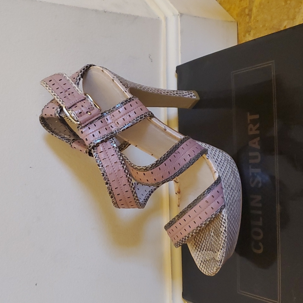 Snakeskin, strappy, 4.5inch, platform heels